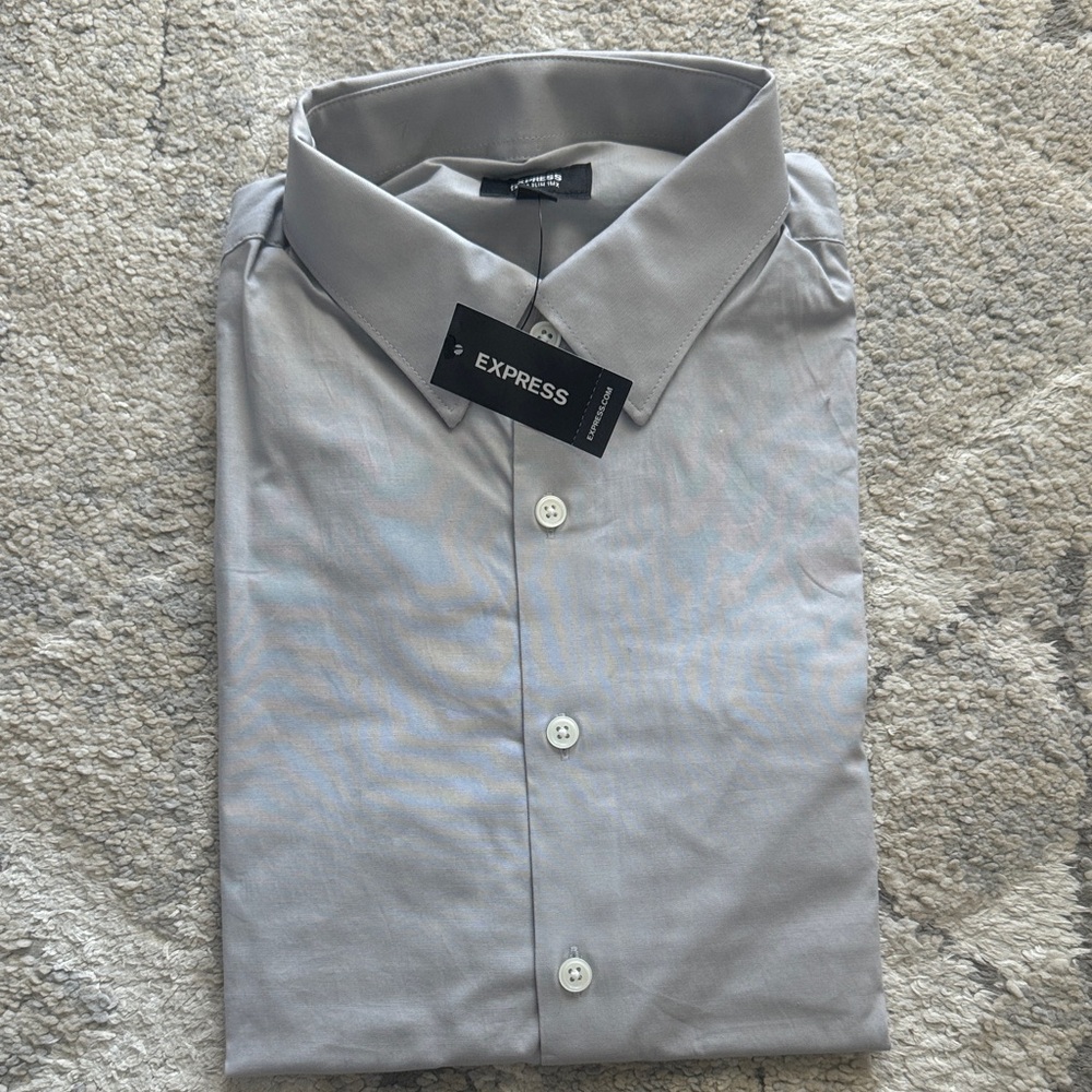 Express Men's Light Gray Dress Shirt